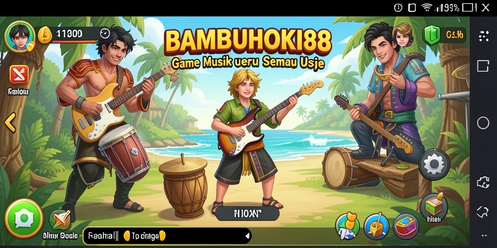 Tampilan gameplay BAMBUHOKI88 menampilkan pemain menikmati pengalaman musik yang interaktif.