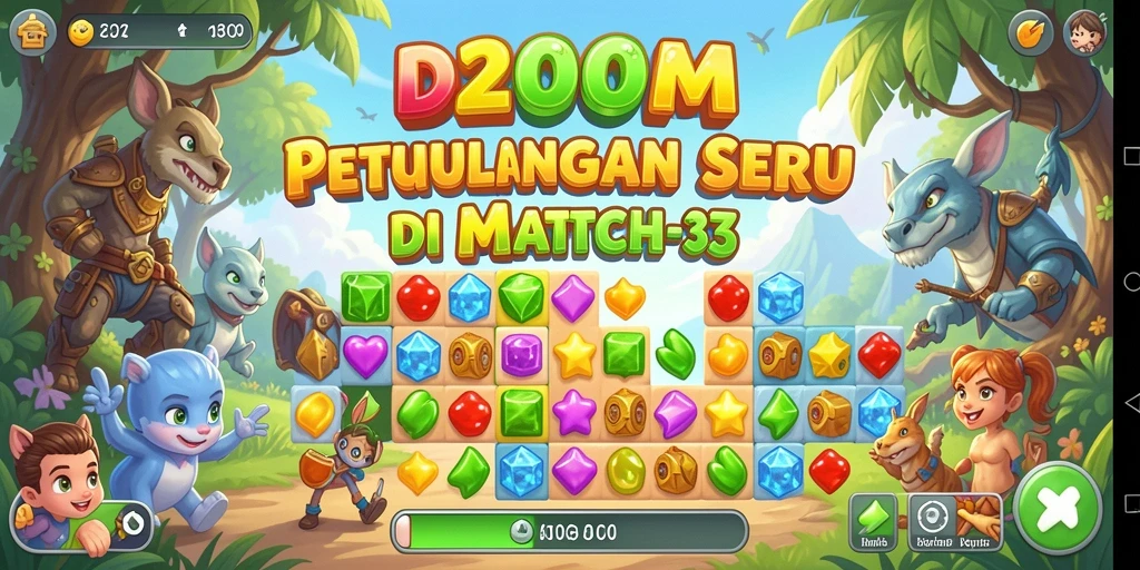 Screenshot menampilkan gameplay seru D200M dalam kategori Match-3.