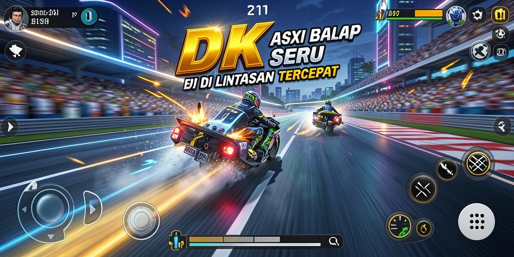 Gameplay DKK yang intens dan penuh adrenalin dalam balapan.