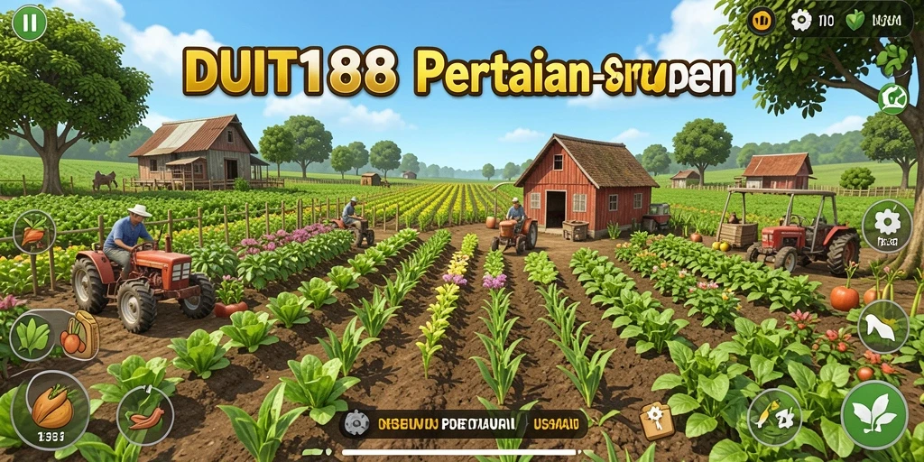 Tampilan gameplay DUIT188 dengan aktivitas bertani yang seru.