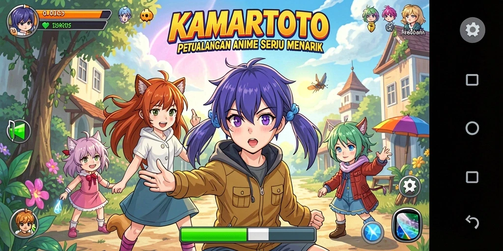 Tampilan menarik dari gameplay <strong>KAMARTOTO</strong> dengan karakter anime yang ikonik.