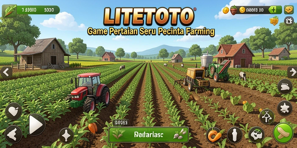 Tampilan gameplay seru dalam LITETOTO dengan pemandangan pertanian.
