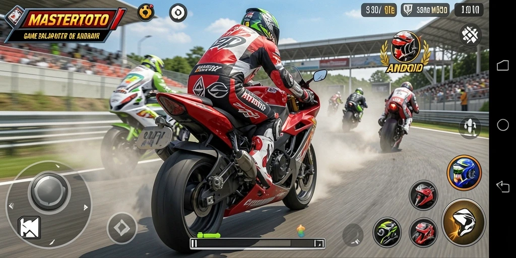 Tampilan gameplay MASTERTOTO yang mendebarkan dan penuh aksi balap motor.