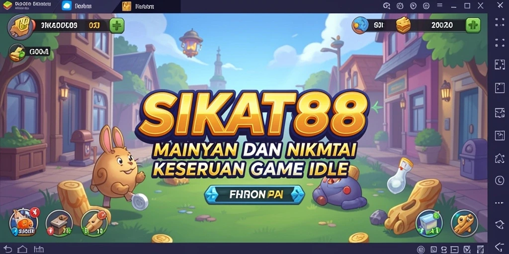 Tampilan utama gameplay SIKAT88 menunjukkan karakter bekerja secara otomatis dan meningkatkan level.