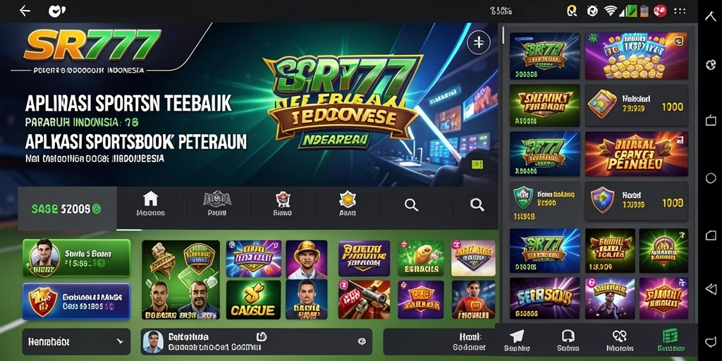 Screenshot utama SR777 menampilkan tampilan taruhan olahraga yang dinamis.
