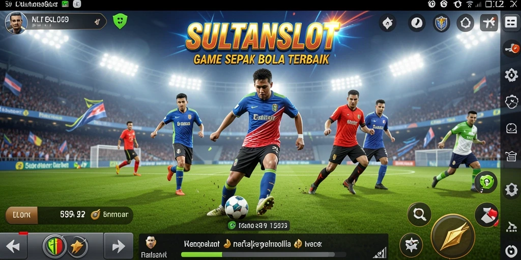 Tampilan gameplay SULTANSLOT dengan aksi sepak bola seru.
