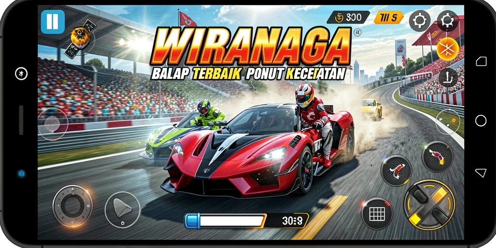 Tampilan gameplay balap yang menegangkan di WIRANAGA.